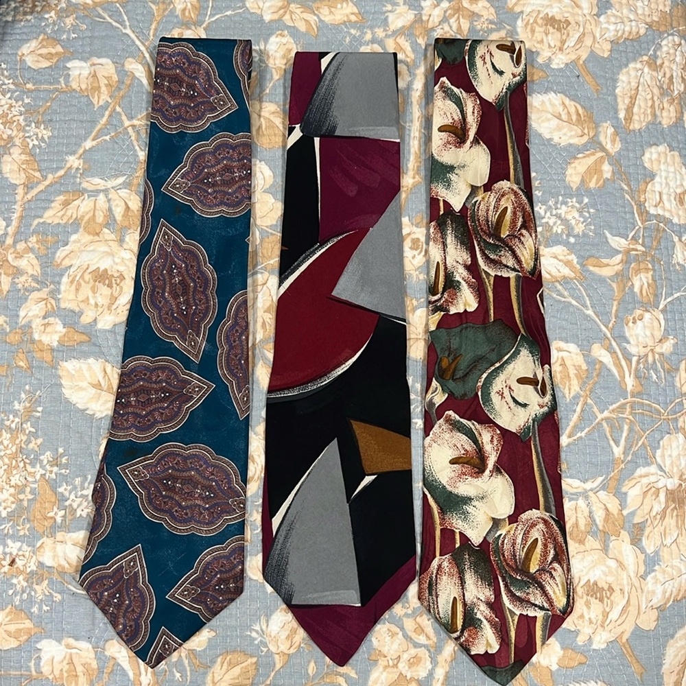 Pierre Cardin ties bundle of 3; two are silk